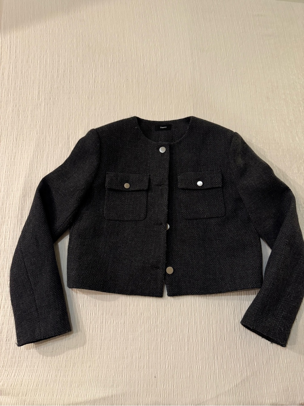 Theory Black Cropped Pocket Jacket